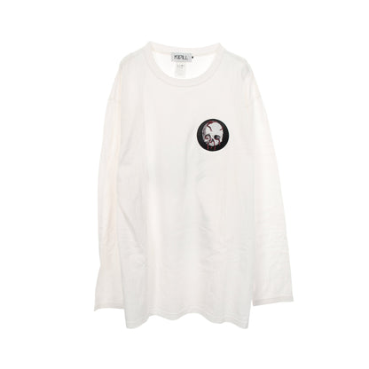 バックプリント ワッペン 長袖Tシャツ コットン ホワイト キディル