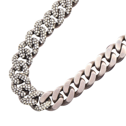 METAL CURB CHAIN NECKLACE メタルカーブ チェーン ネックレス GP ラインストーン シルバー サンローランパリ