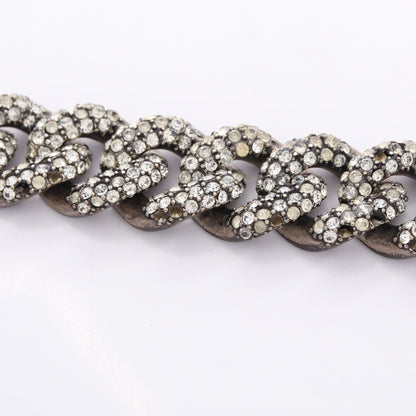 METAL CURB CHAIN NECKLACE メタルカーブ チェーン ネックレス GP ラインストーン シルバー サンローランパリ