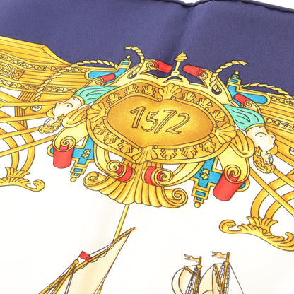 カレ90 VOILES DE LUMIERE スカーフ シルク ネイビー ホワイト マルチカラー エルメス