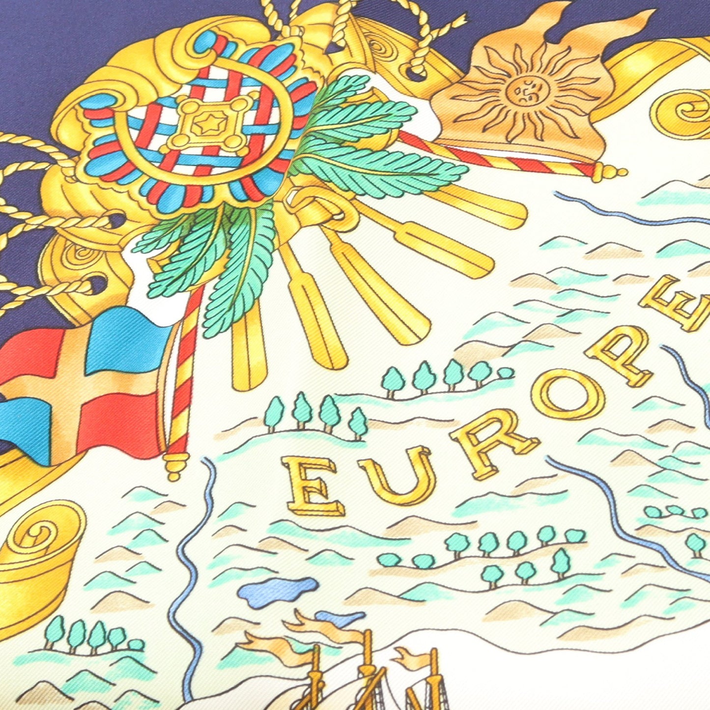 カレ90 VOILES DE LUMIERE スカーフ シルク ネイビー ホワイト マルチカラー エルメス