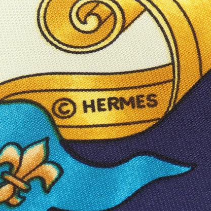 カレ90 VOILES DE LUMIERE スカーフ シルク ネイビー ホワイト マルチカラー エルメス
