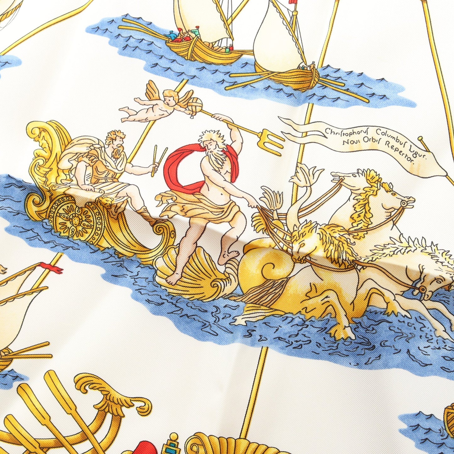 カレ90 VOILES DE LUMIERE スカーフ シルク ネイビー ホワイト マルチカラー エルメス