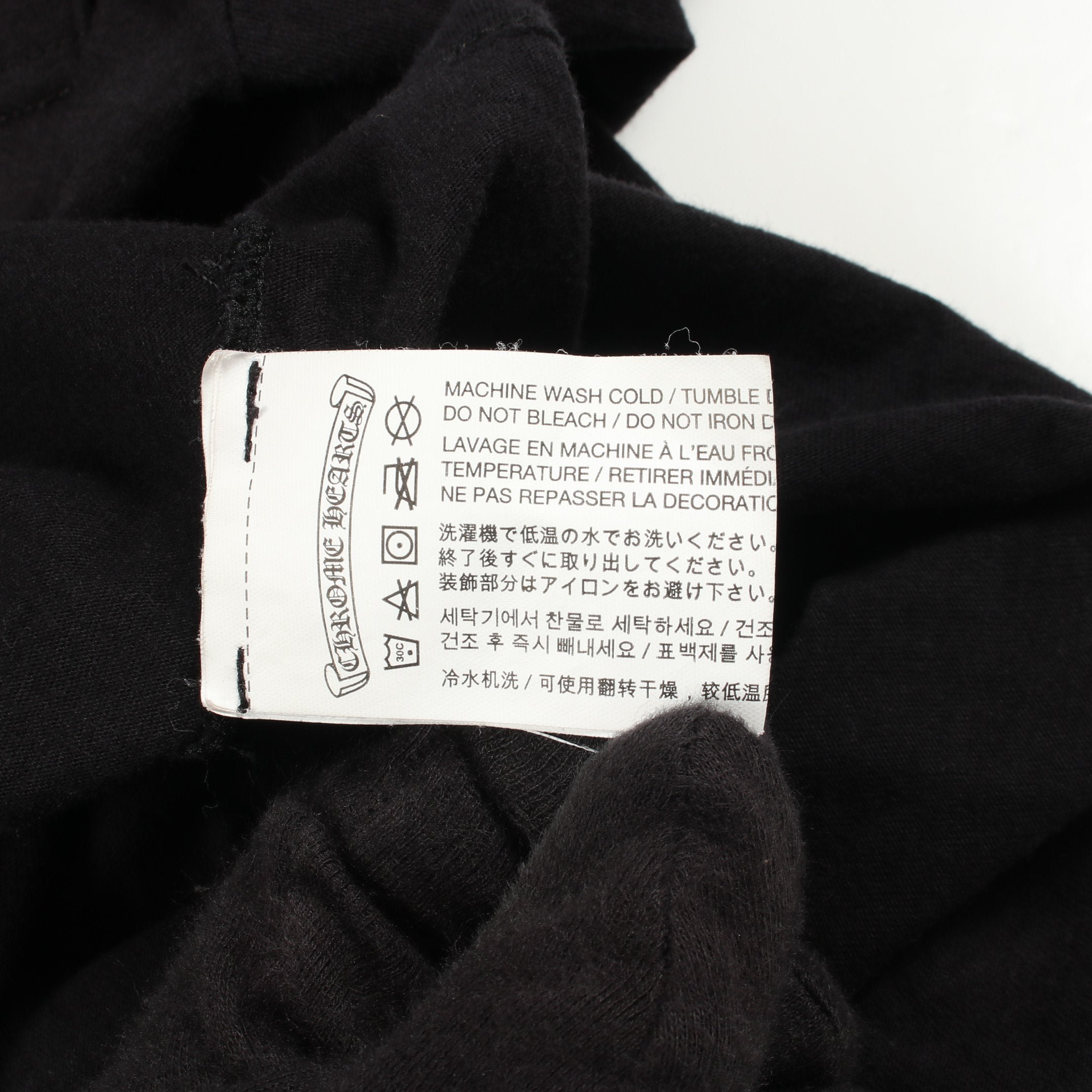 ダガー バックプリント ポケット付き 長袖Tシャツ コットン ブラック