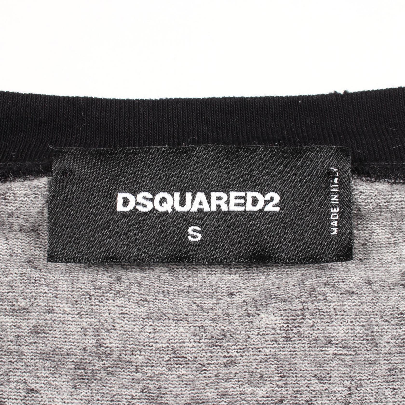 Caten Twins ラグランスリーブ ダメージ加工 長袖Tシャツ コットン グレー ブラック ディースクエアード トップス DSQUARED2