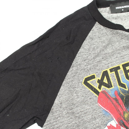 Caten Twins ラグランスリーブ ダメージ加工 長袖Tシャツ コットン グレー ブラック ディースクエアード トップス DSQUARED2