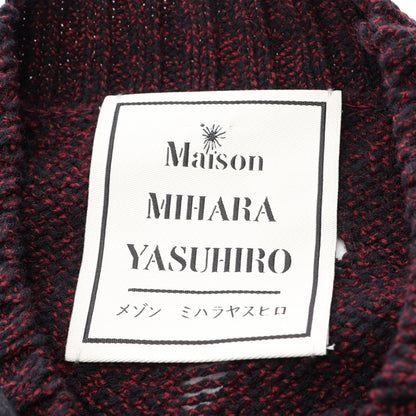 ダメージ加工 セーター ニット コットン ウール ボルドー ブラック メゾンミハラヤスヒロ