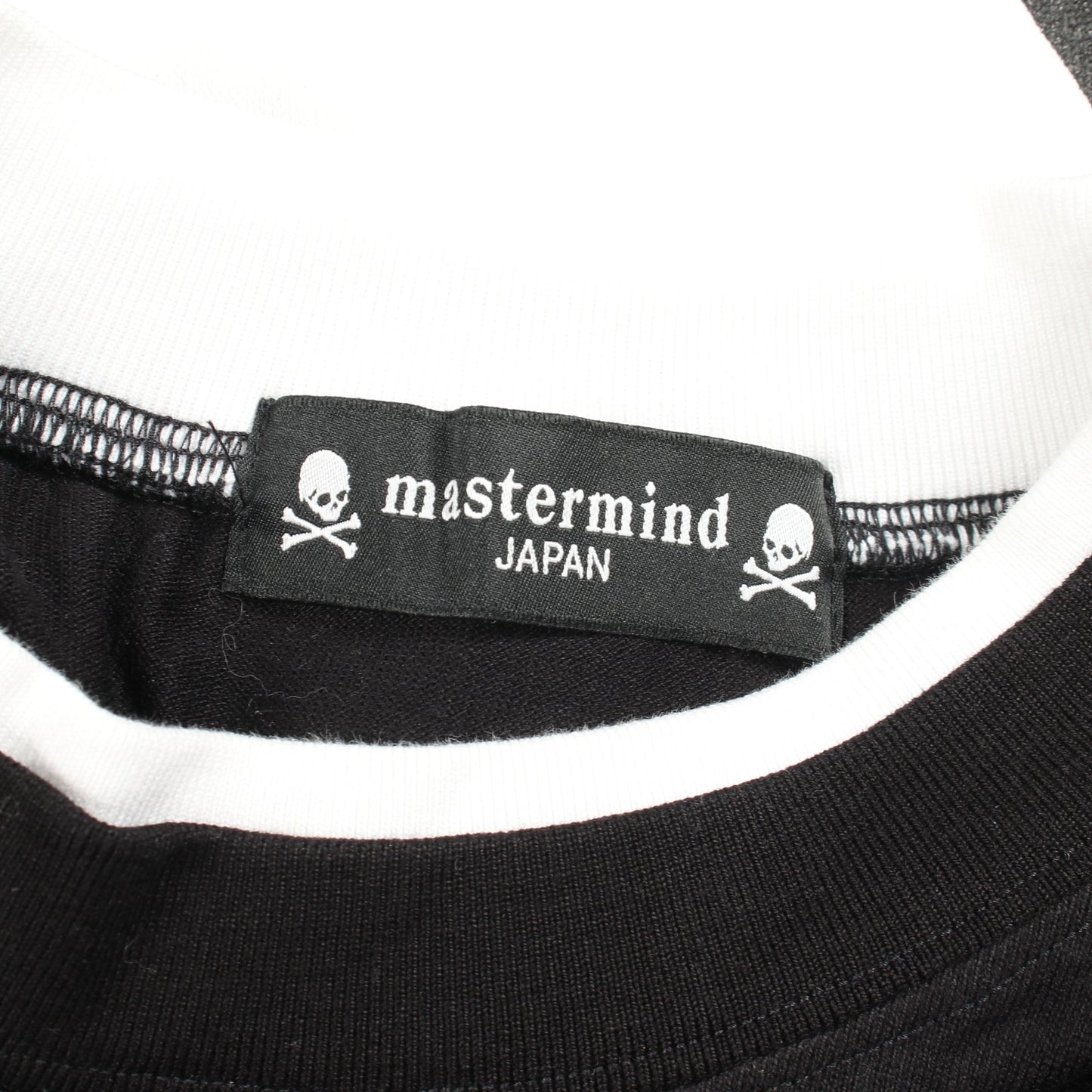 レイヤード バックプリント 長袖Tシャツ コットン ブラック ホワイト マスターマインドジャパン