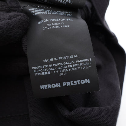 ロゴ刺繍 モックネック 半袖Tシャツ コットン ブラック ヘロンプレストン