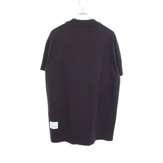 ロゴ刺繍 モックネック 半袖Tシャツ コットン ブラック ヘロンプレストン トップス HERON PRESTON
