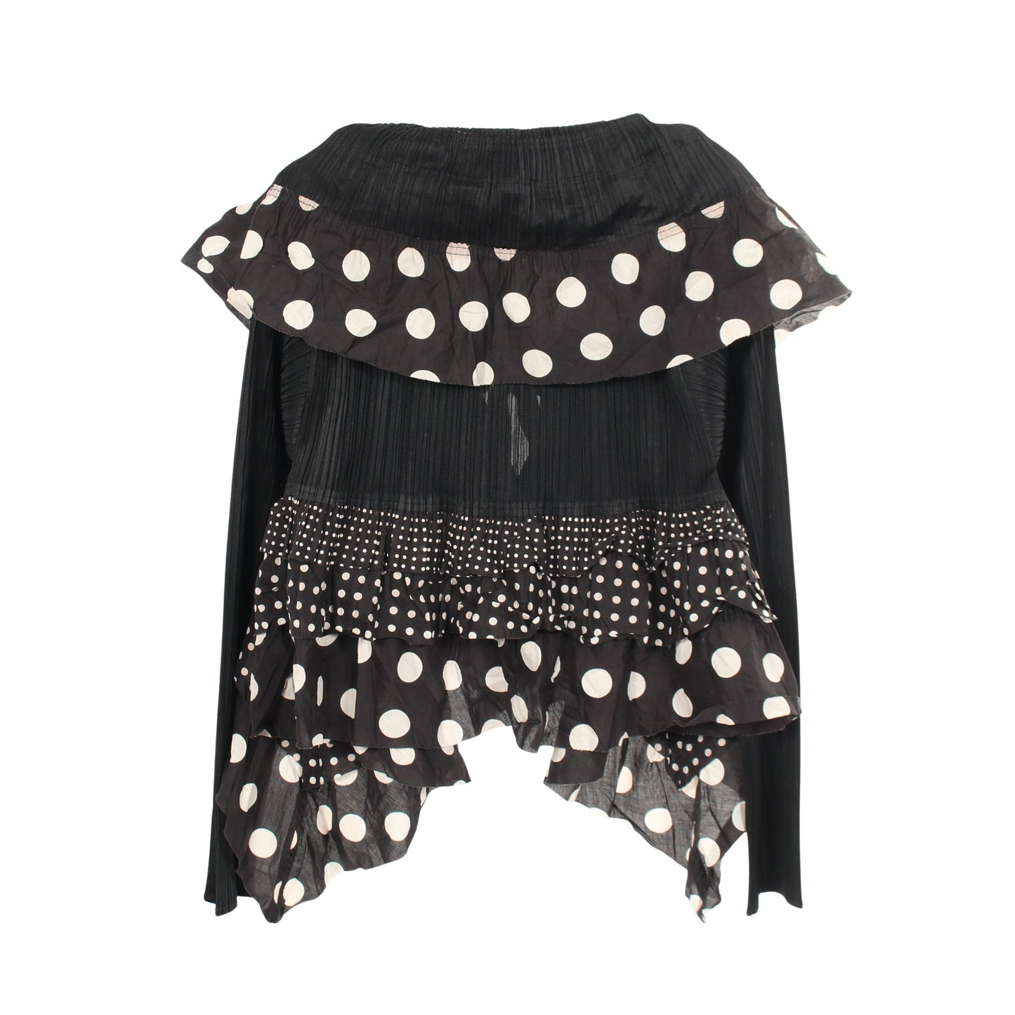 プリーツ フリル 変形 カーディガン ブラック ホワイト プリーツプリーズ