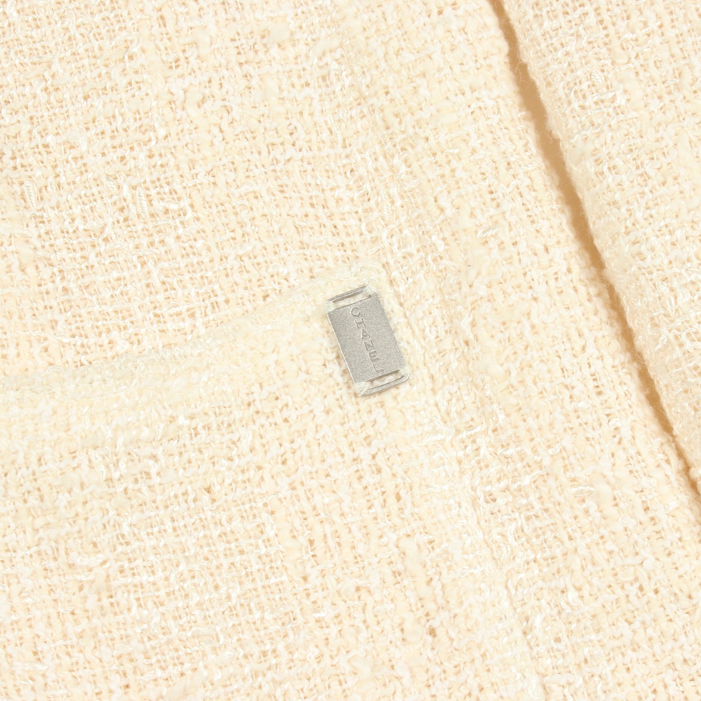 ツイード ノーカラージャケット コットン レーヨン ウール アイボリー シャネル