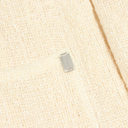 ツイード ノーカラージャケット コットン レーヨン ウール アイボリー シャネル