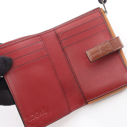 スリム ジップ バイフォールド ウォレット 二つ折り財布 レザー ブラウン レッド ロエベ 財布・小物 LOEWE