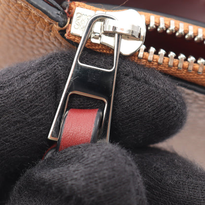 スリム ジップ バイフォールド ウォレット 二つ折り財布 レザー ブラウン レッド ロエベ 財布・小物 LOEWE