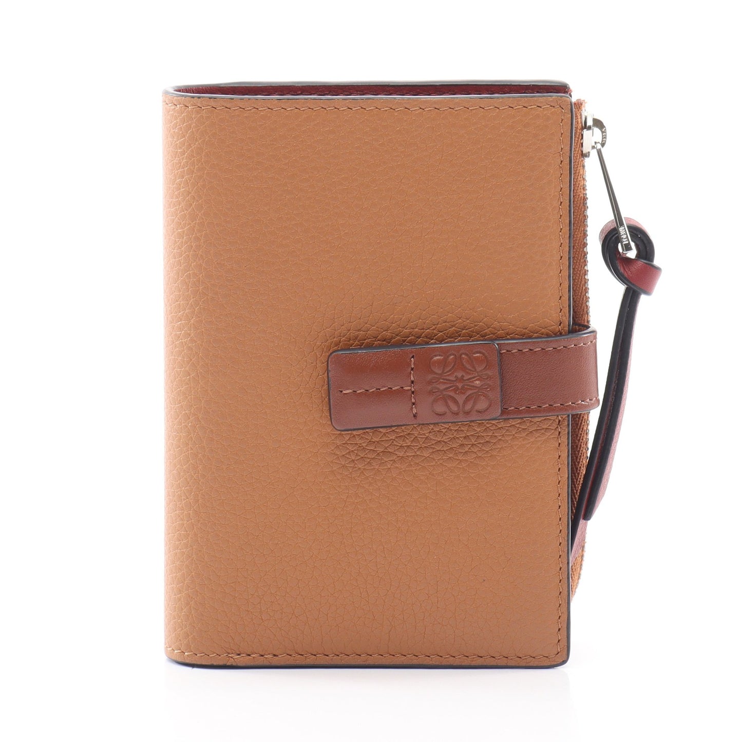 スリム ジップ バイフォールド ウォレット 二つ折り財布 レザー ブラウン レッド ロエベ 財布・小物 LOEWE