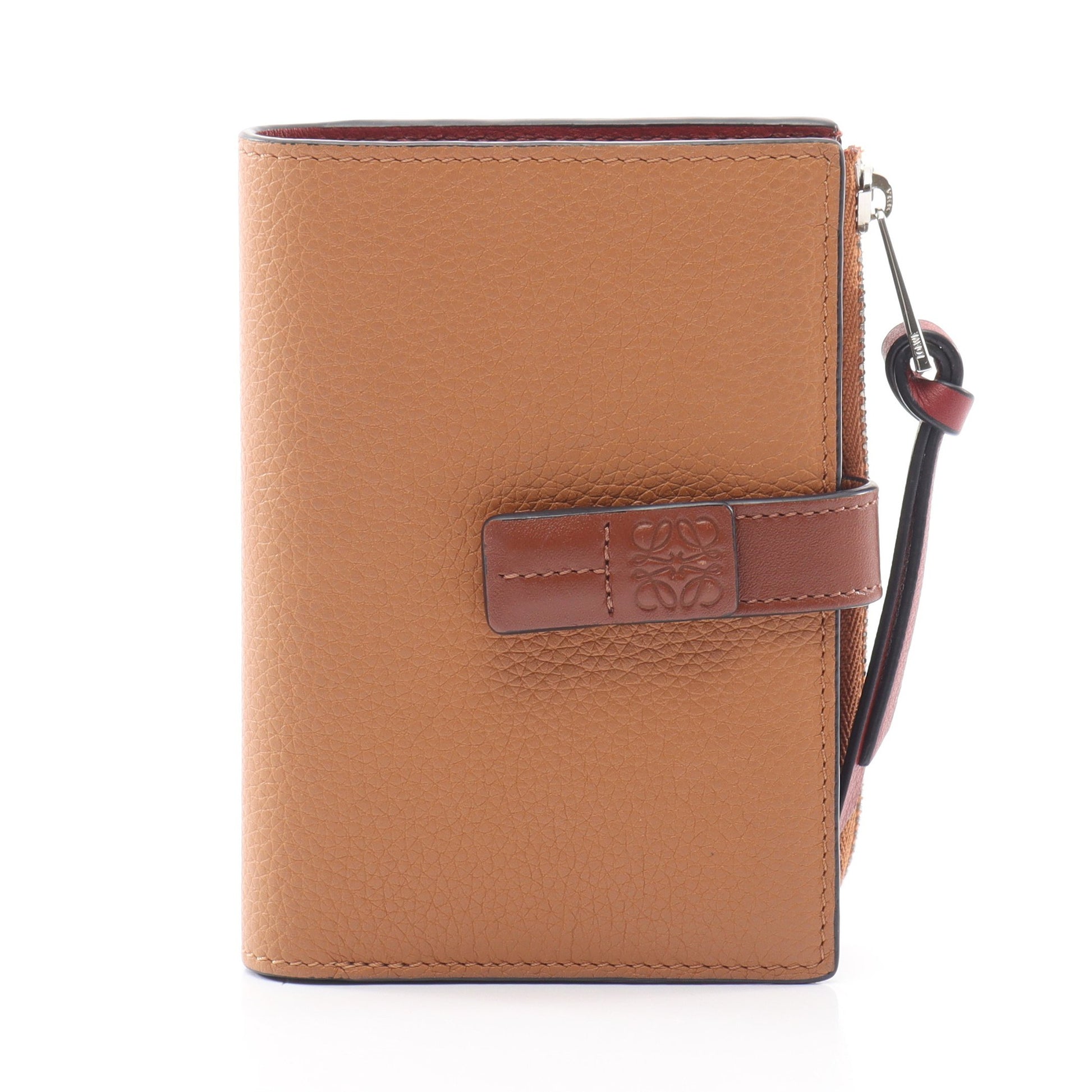 スリム ジップ バイフォールド ウォレット 二つ折り財布 レザー ブラウン レッド ロエベ 財布・小物 LOEWE