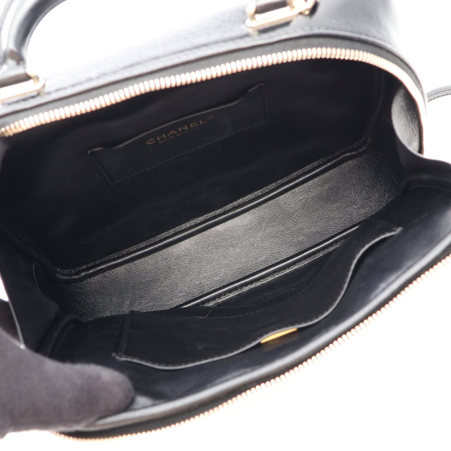 マトラッセ トップハンドル 2WAY チェーンショルダーバッグ レザー ブラック ゴールド金具 シャネル