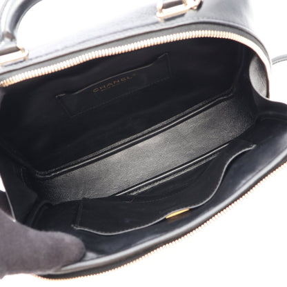 マトラッセ トップハンドル 2WAY チェーンショルダーバッグ レザー ブラック ゴールド金具 シャネル