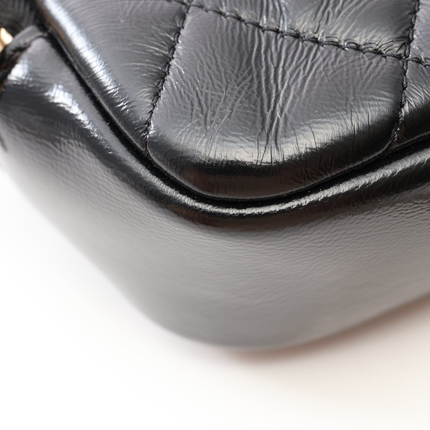 マトラッセ トップハンドル 2WAY チェーンショルダーバッグ レザー ブラック ゴールド金具 シャネル