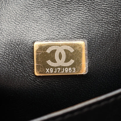 マトラッセ トップハンドル 2WAY チェーンショルダーバッグ レザー ブラック ゴールド金具 シャネル