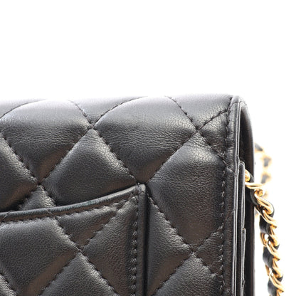 マトラッセ チェーンウォレット ラムスキン ブラック ゴールド金具 シャネル