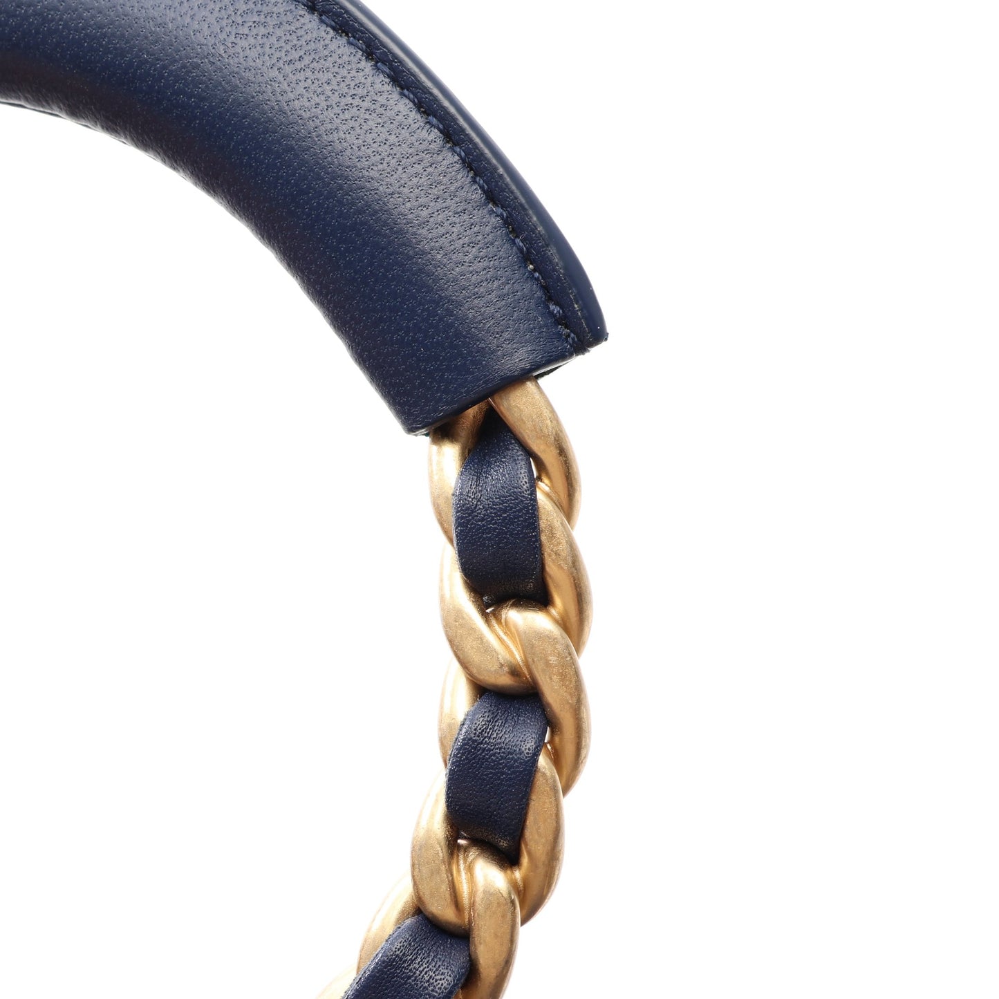 マトラッセ 2WAY チェーンショルダーバッグ ラムスキン ネイビー ゴールド金具 シャネル
