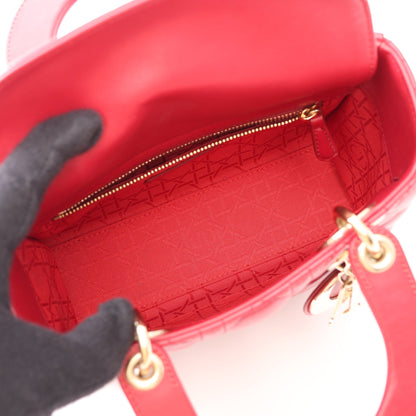 LADY DIOR MY ABCDIOR カナージュ 2WAY ハンドバッグ レザー レッド クリスチャンディオール