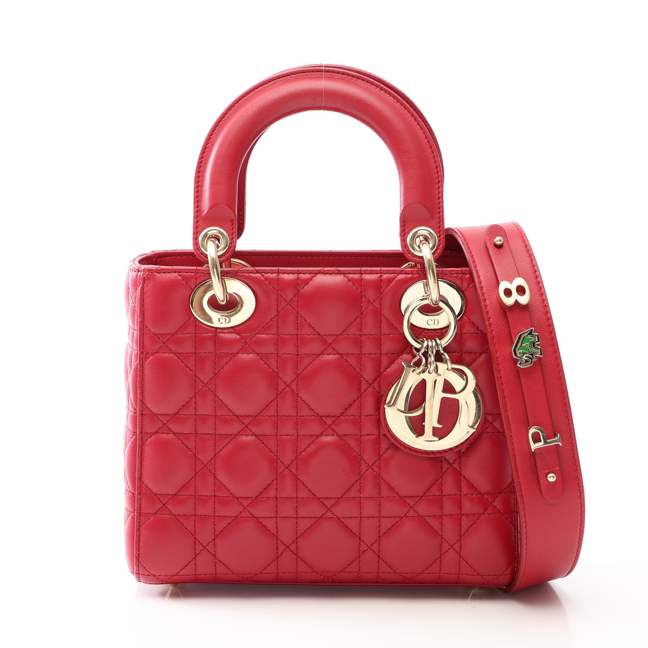 LADY DIOR MY ABCDIOR カナージュ 2WAY ハンドバッグ レザー レッド