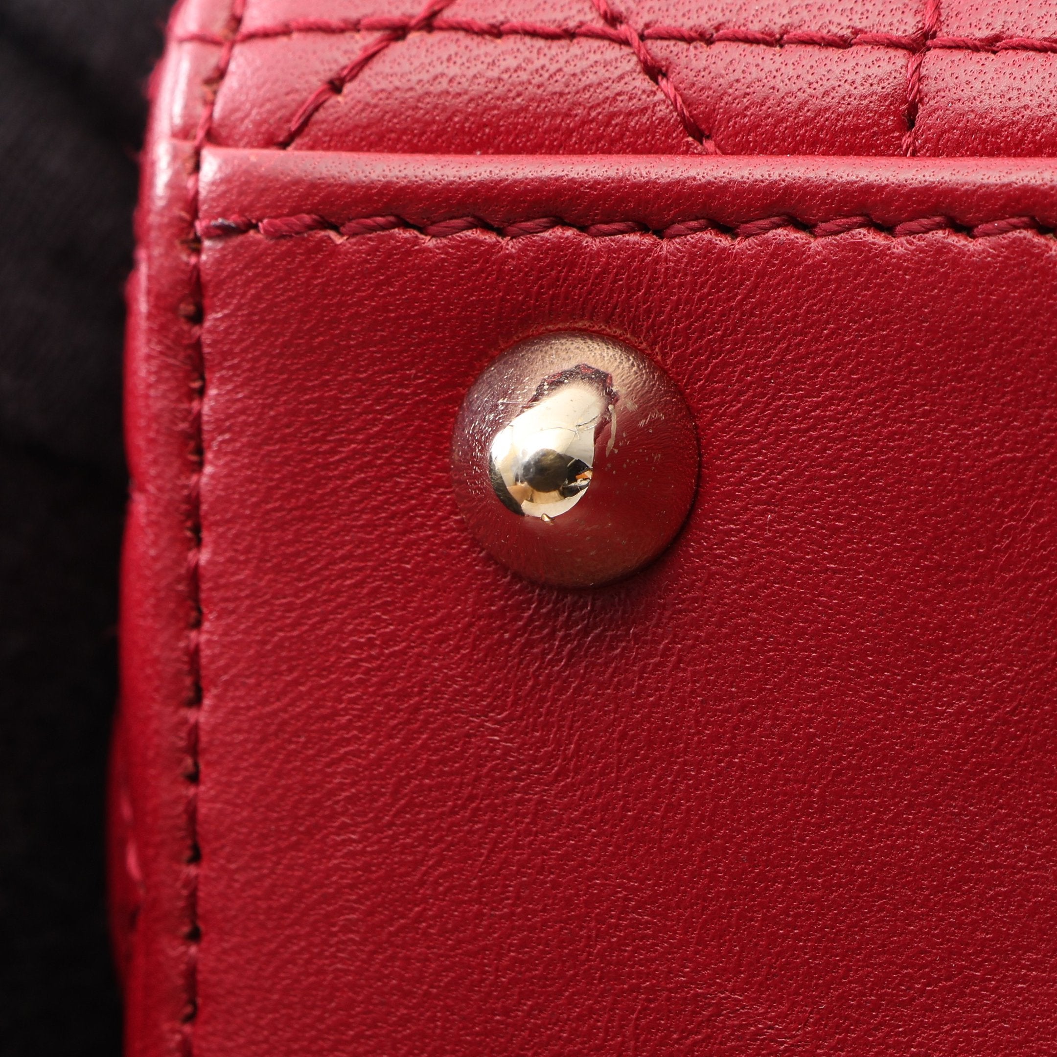 LADY DIOR MY ABCDIOR カナージュ 2WAY ハンドバッグ レザー レッド