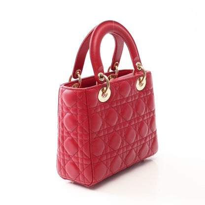 LADY DIOR MY ABCDIOR カナージュ 2WAY ハンドバッグ レザー レッド クリスチャンディオール