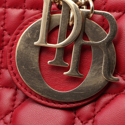 LADY DIOR MY ABCDIOR カナージュ 2WAY ハンドバッグ レザー レッド クリスチャンディオール
