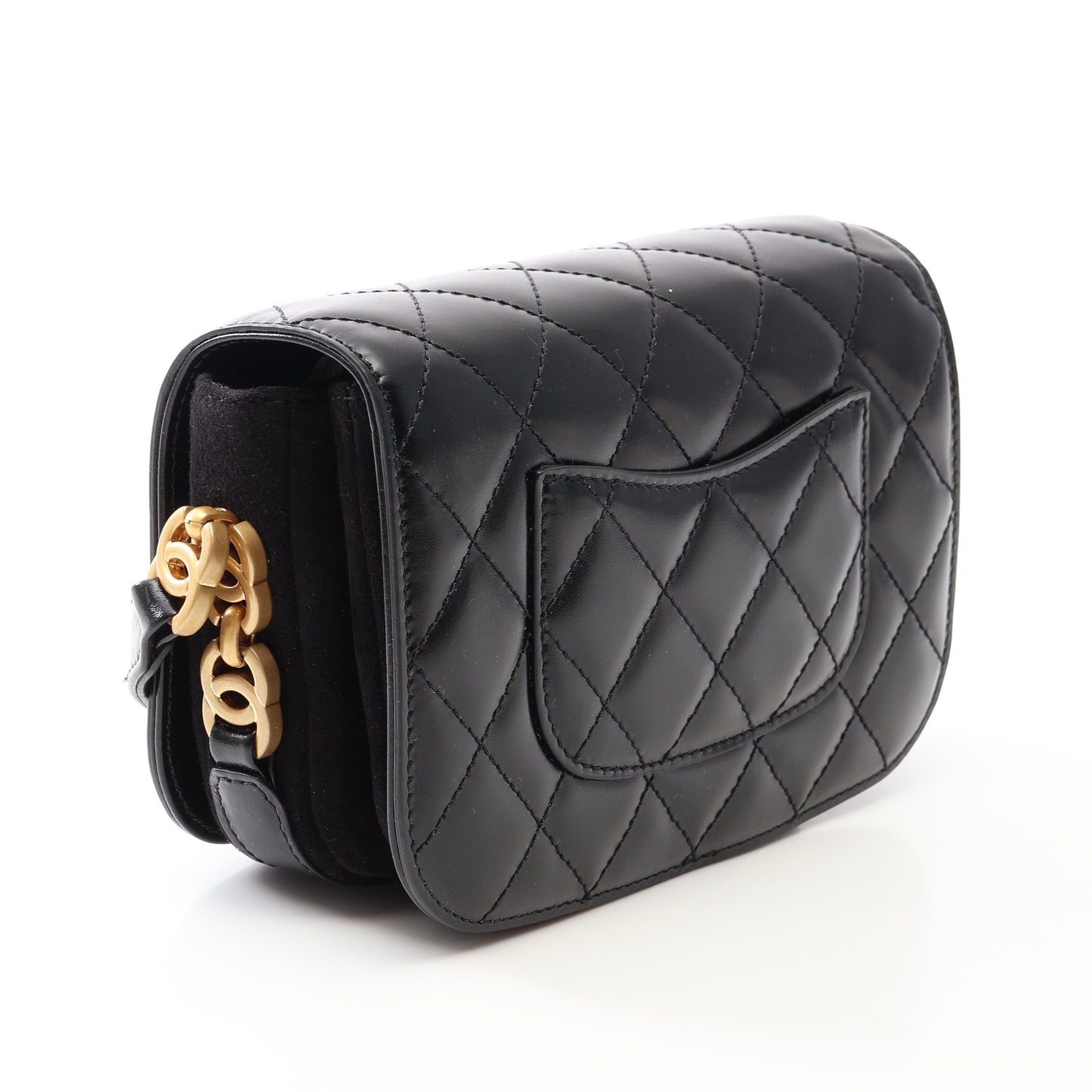 マトラッセ ショルダーバッグ レザー スエード ブラック ゴールド金具 シャネル バッグ CHANEL