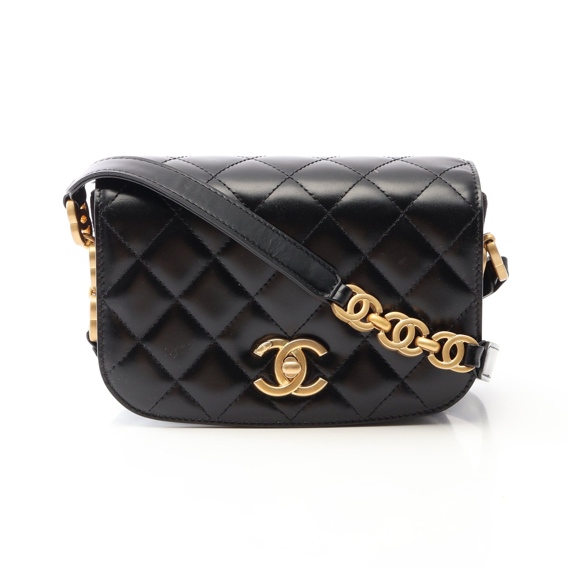 マトラッセ ショルダーバッグ レザー スエード ブラック ゴールド金具 シャネル バッグ CHANEL