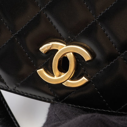 マトラッセ ショルダーバッグ レザー スエード ブラック ゴールド金具 シャネル バッグ CHANEL