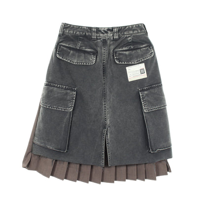 COMBINED PLEATS SKIRT プリーツ スカート コットン グレー メゾンミハラヤスヒロ