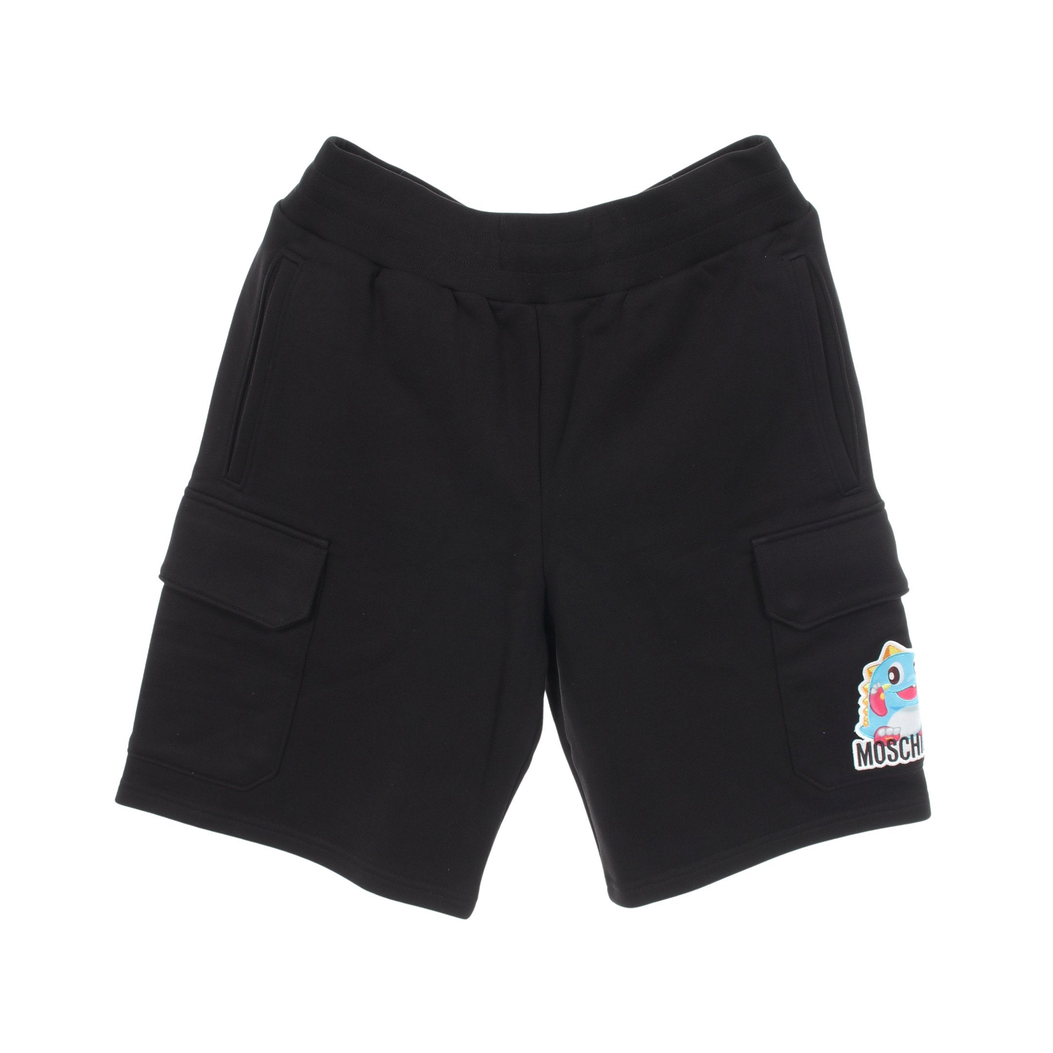 【新品タグ付】モスキーノ厚地ブラックショートパンツ ジッパーポケットタッセル付き MOSCHINO × Puzzle Bobble ショート スウェットパンツ コットン