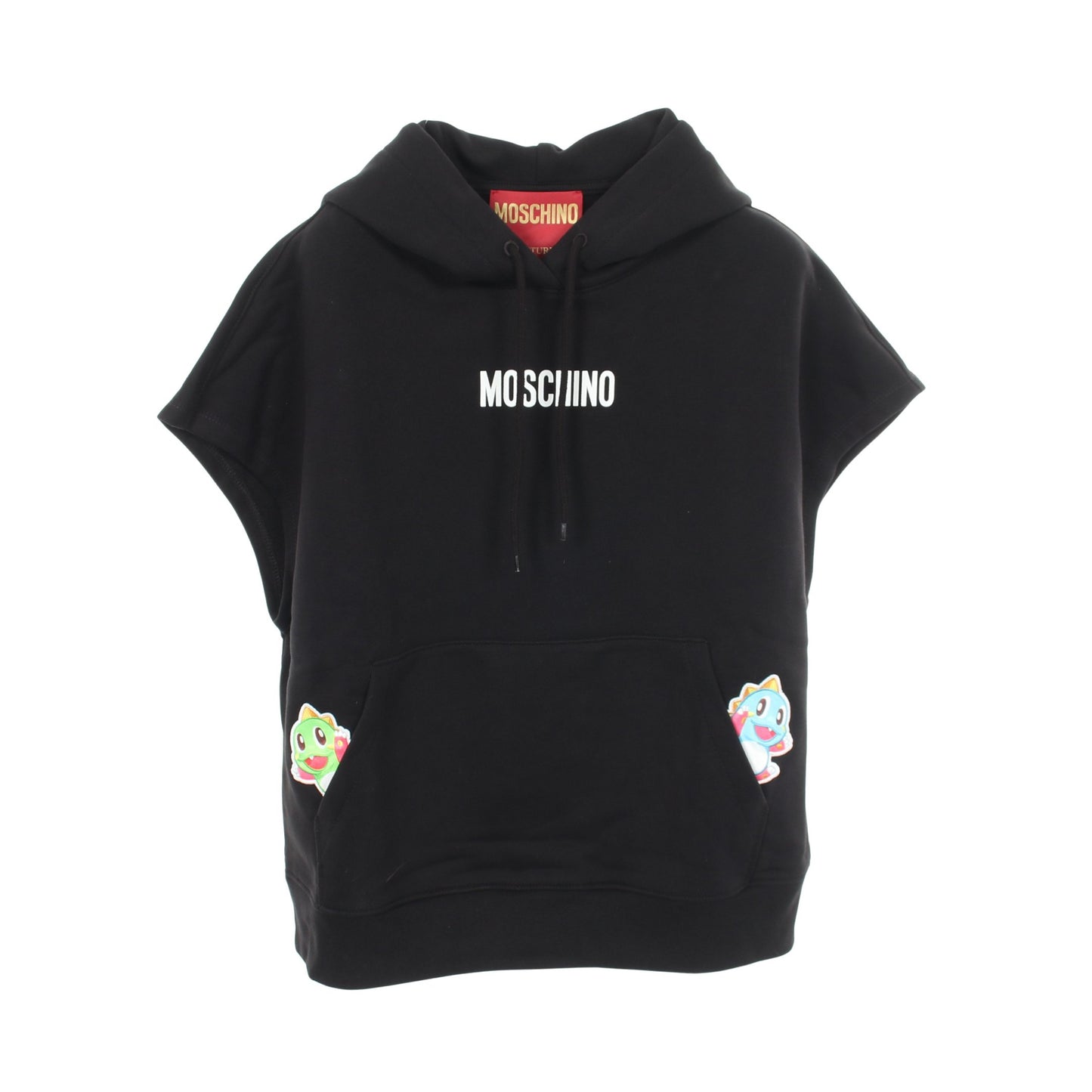 MOSCHINO × Puzzle Bobble フレンチスリーブ プルオーバーパーカー コットン ブラック モスキーノ