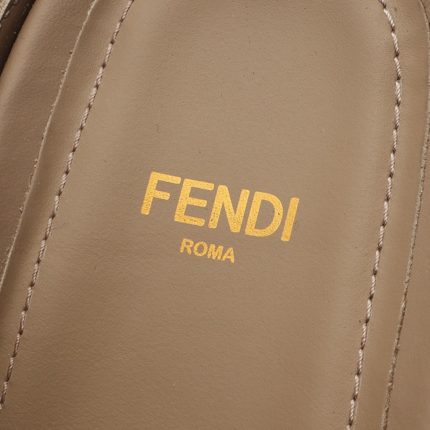 Fendi Feel FF柄 ミュール サンダル ファブリック スエード ベージュ フェンディ