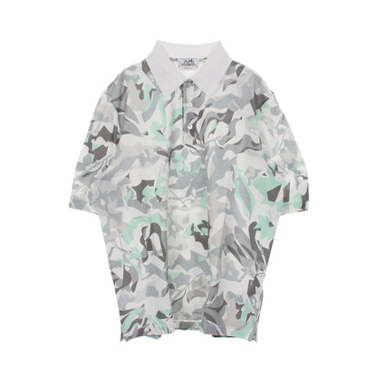 PUZZLE VEGETAL ポロシャツ コットン ホワイト グレー ライトグリーン エルメス トップス HERMES