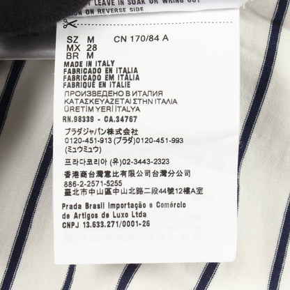 ロゴ ボーダー クロップド 半袖Tシャツ コットン ホワイト ネイビー ミュウミュウ