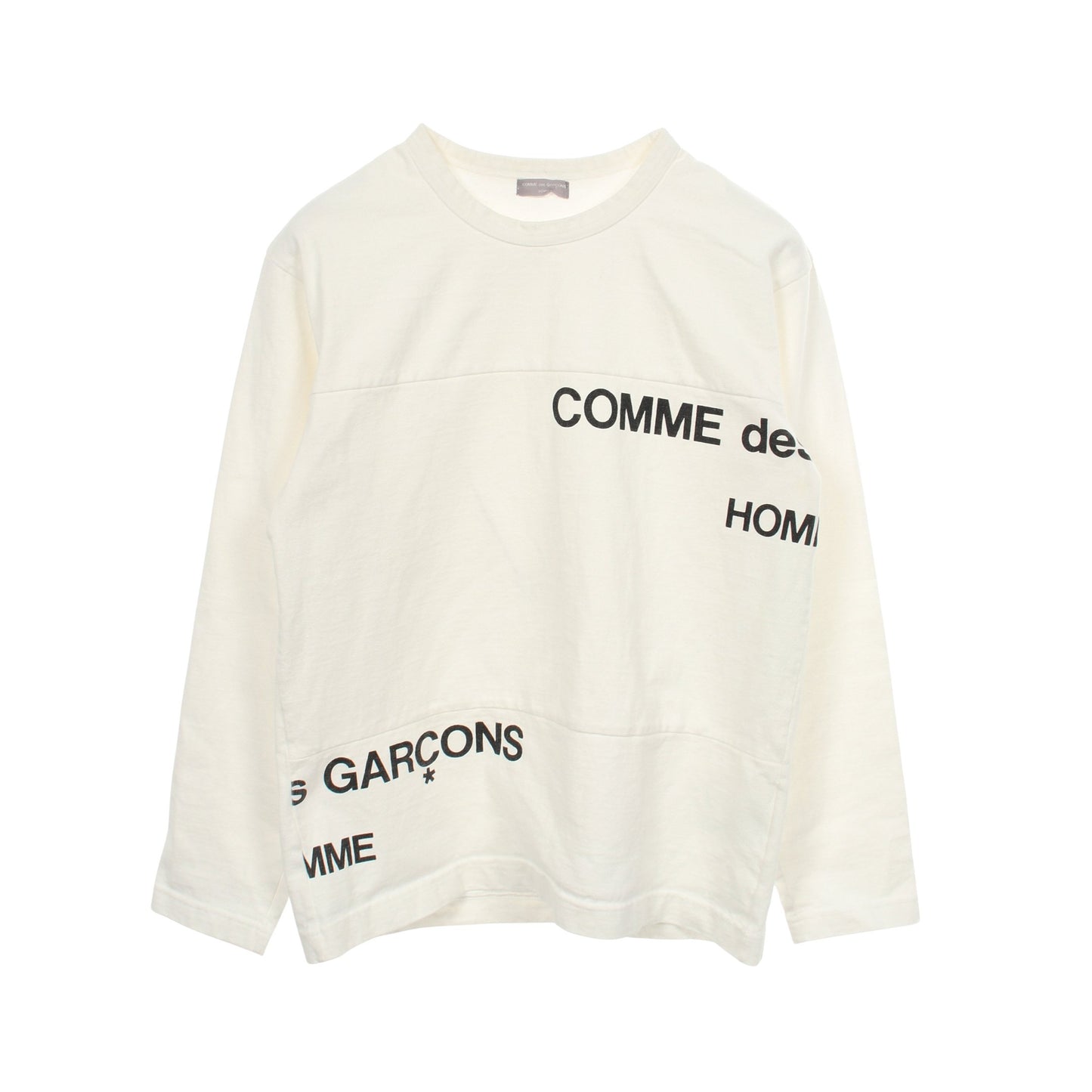スプリットロゴ 長袖Tシャツ コットン ホワイト コムデギャルソンオム トップス COMME des GARCONS HOMME