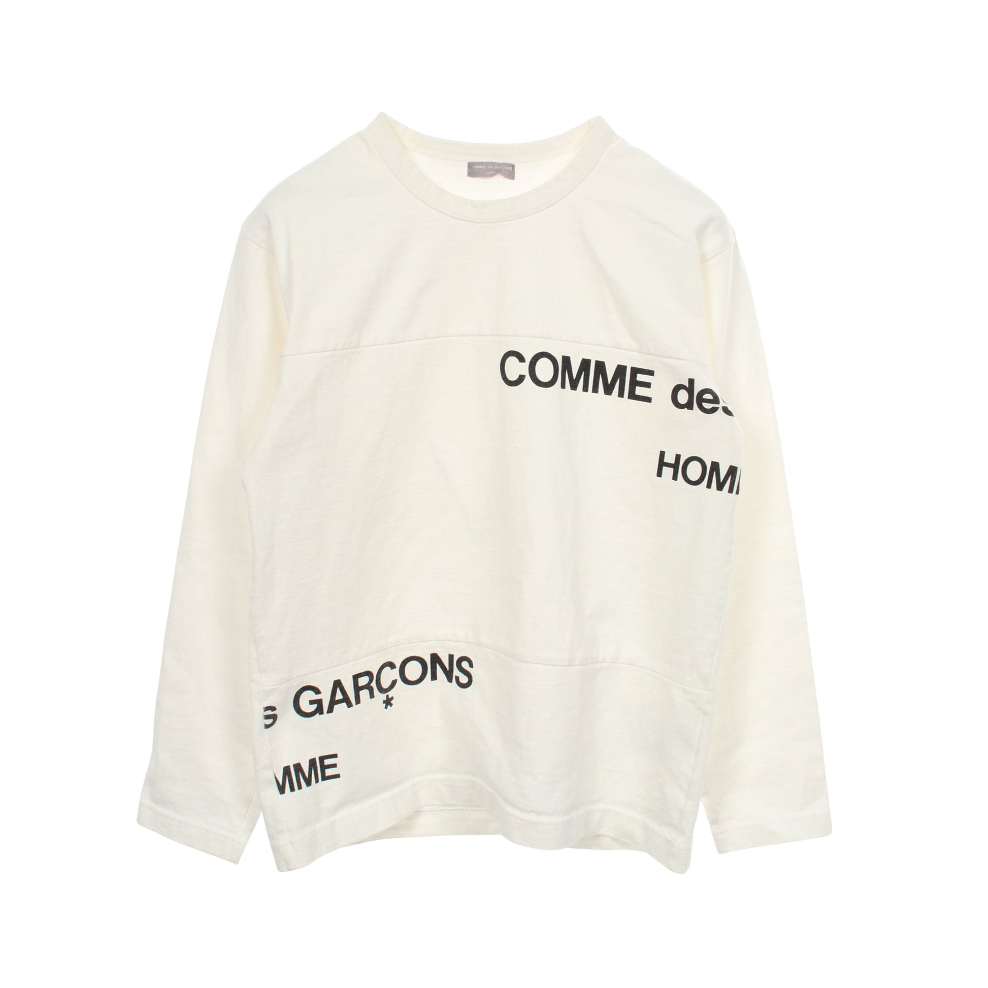 スプリットロゴ 長袖Tシャツ コットン ホワイト コムデギャルソンオム トップス COMME des GARCONS HOMME