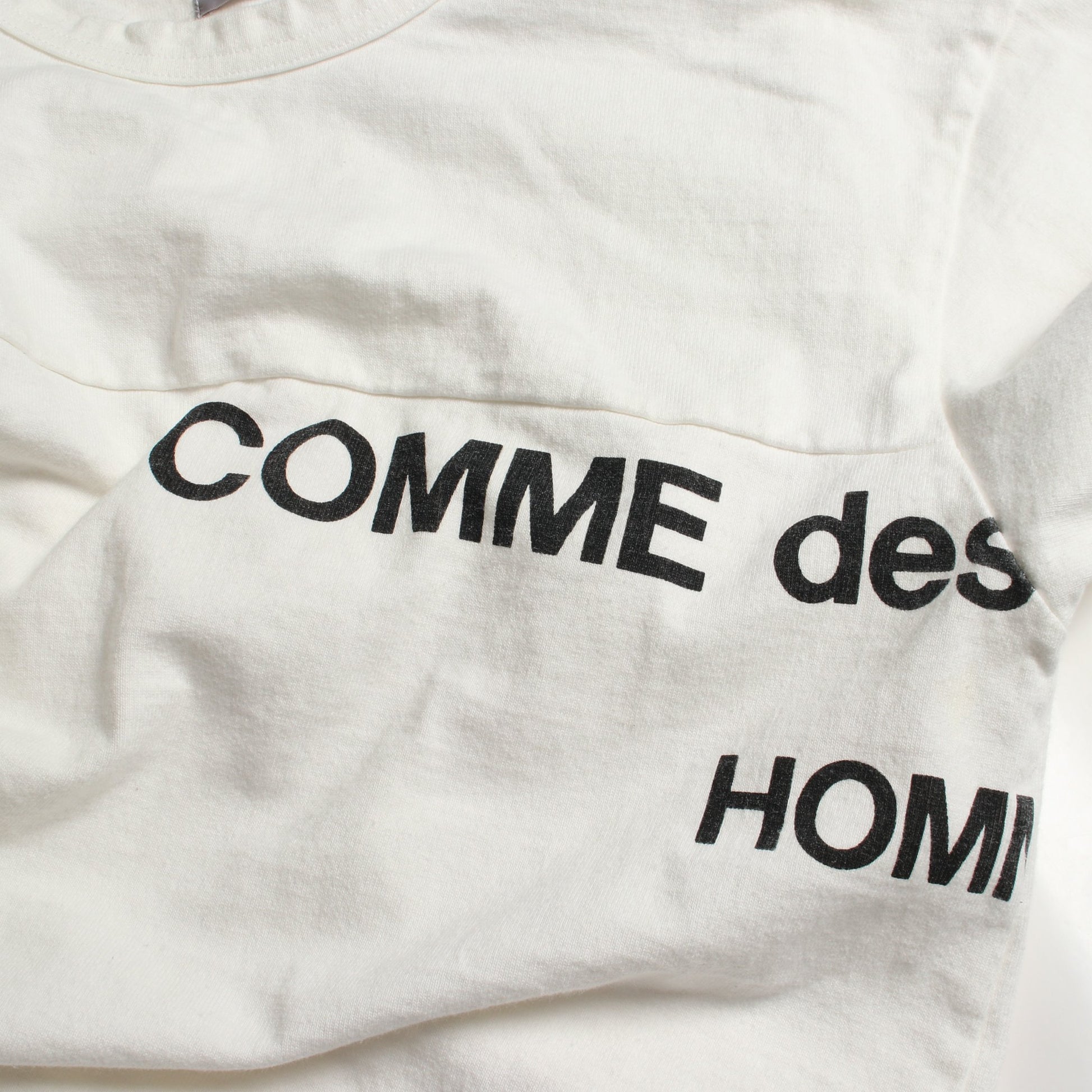 スプリットロゴ 長袖Tシャツ コットン ホワイト コムデギャルソンオム トップス COMME des GARCONS HOMME