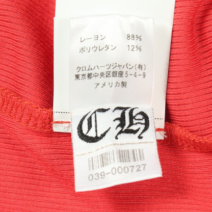 ロゴ刺繍 リブ 長袖Tシャツ レーヨン レッド クロムハーツ
