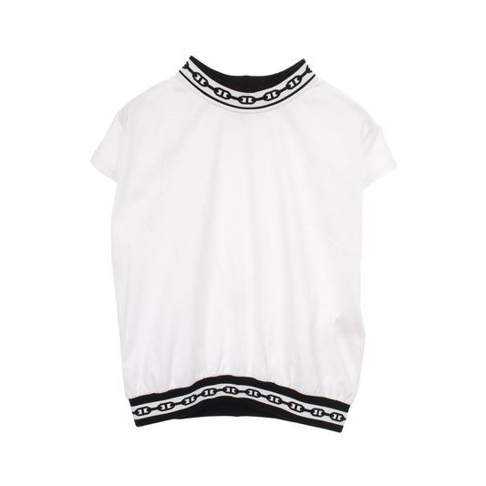 シェーヌダンクル 半袖Tシャツ コットン ホワイト ブラック エルメス トップス HERMES