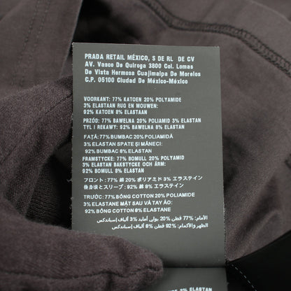 Vネック 切替 半袖Tシャツ コットン ブラック プラダ トップス PRADA
