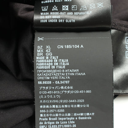 Vネック 切替 半袖Tシャツ コットン ブラック プラダ トップス PRADA