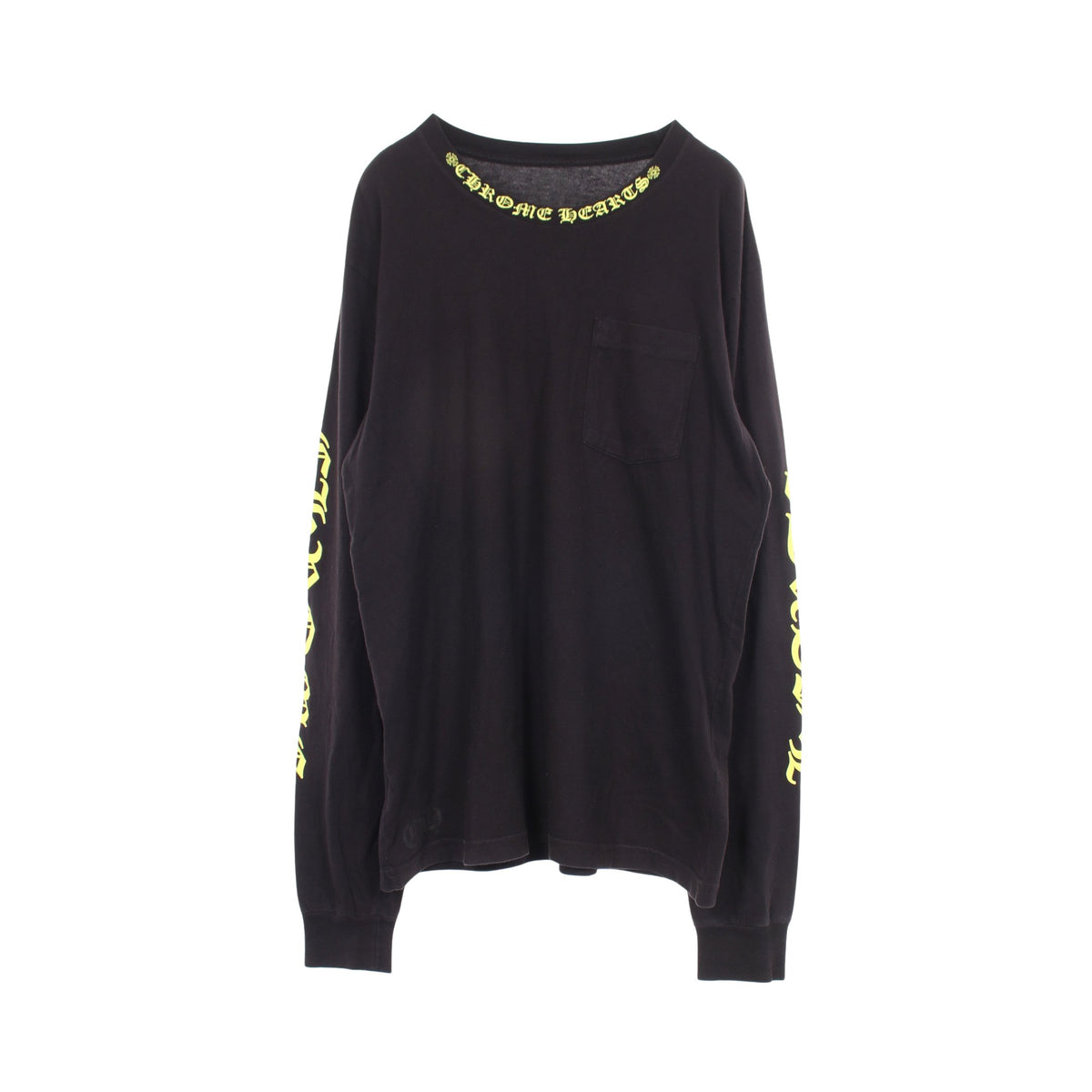 BLK NECK SCRIPT 長袖Tシャツ コットン ブラック イエロー クロムハーツ