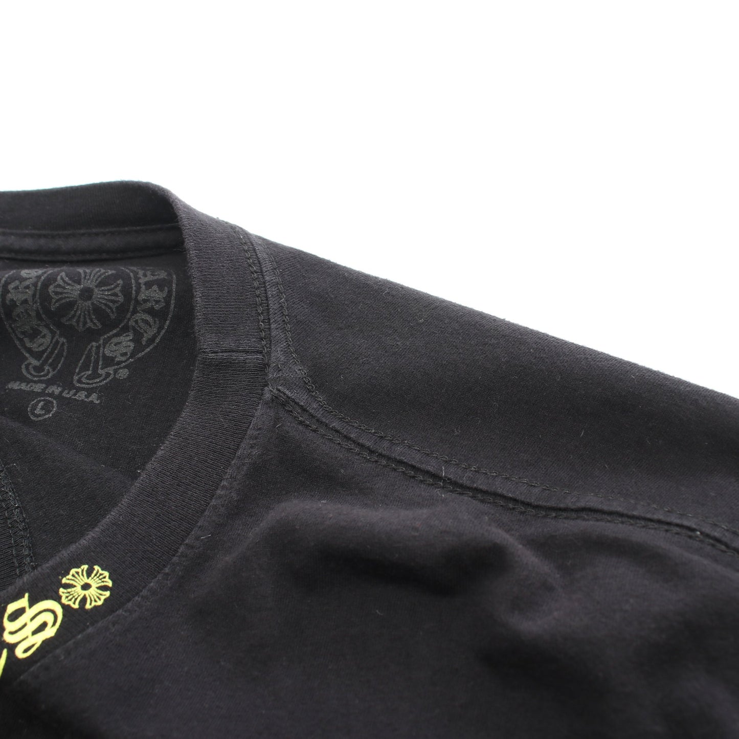 BLK NECK SCRIPT 長袖Tシャツ コットン ブラック イエロー クロムハーツ
